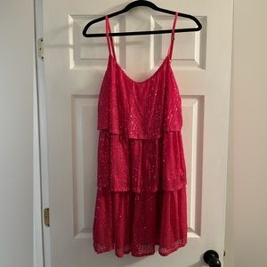 Pink Glitter Sequin Dress, Size L